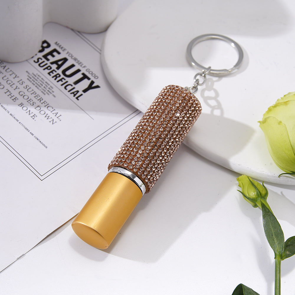 Wholesale mini 5ml rhinestone perfume bottle portable multifunctional plastic keychain ACC-KC-ZhiYa002