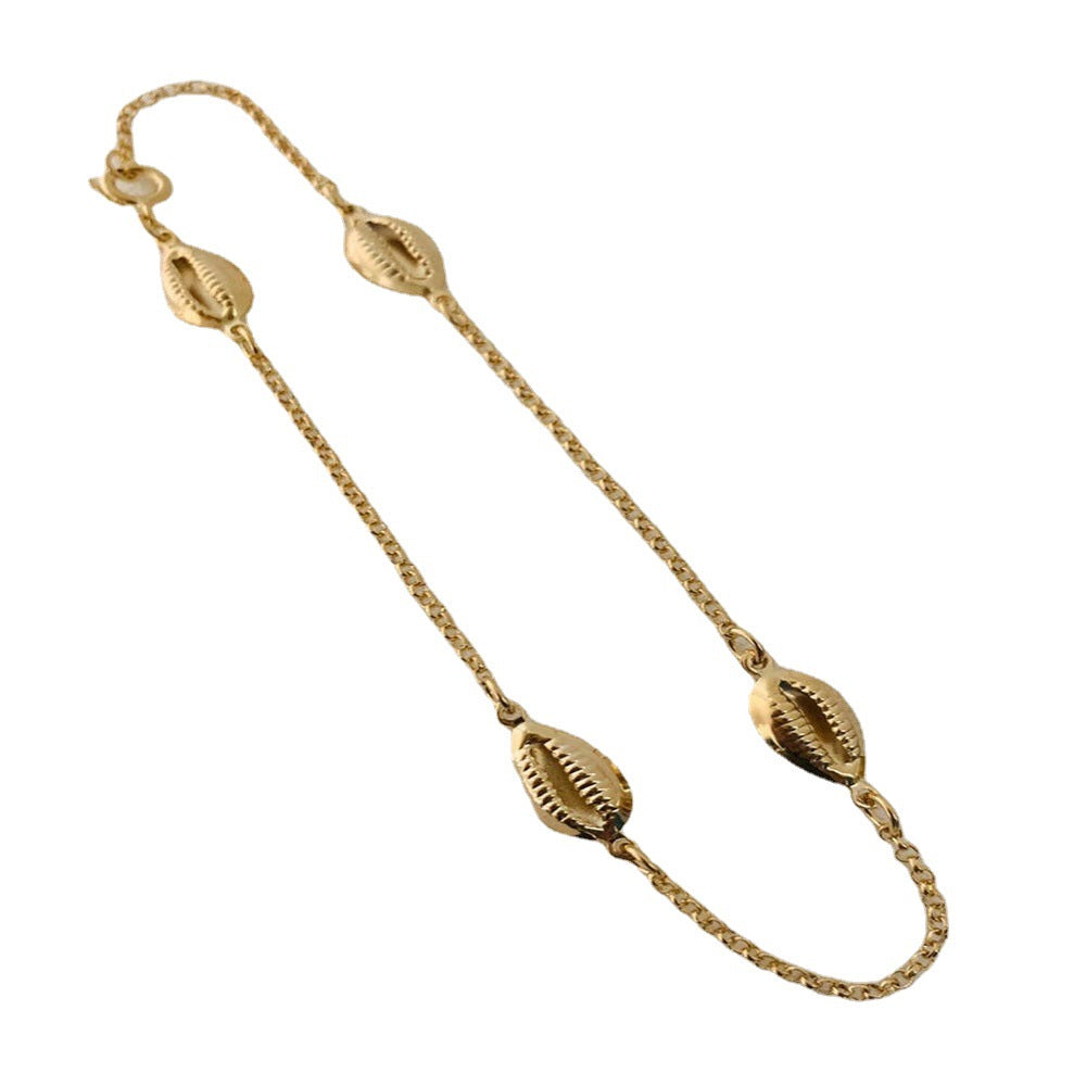 Wholesale Gold and Silver Simple Shell Anklet