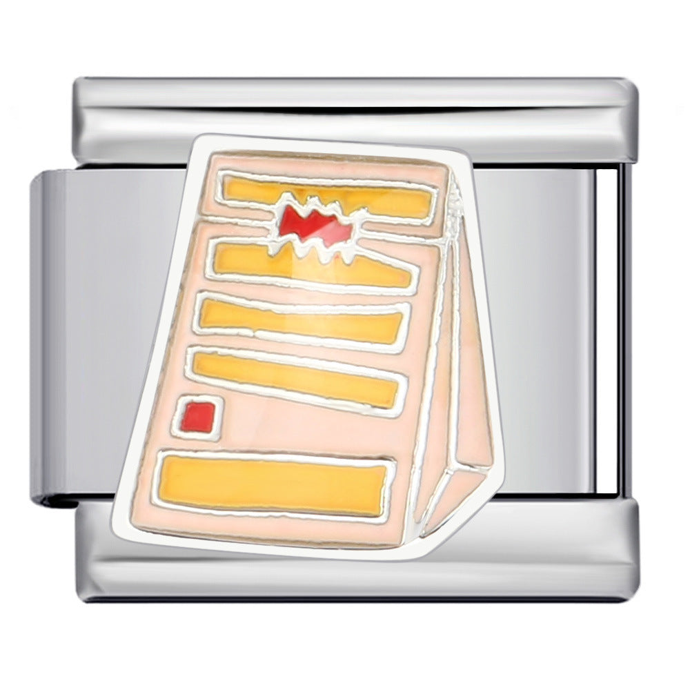 Wholesale  Italian moduleTitanium steel gold-plated oil drip welding pattern DIY  bracelet