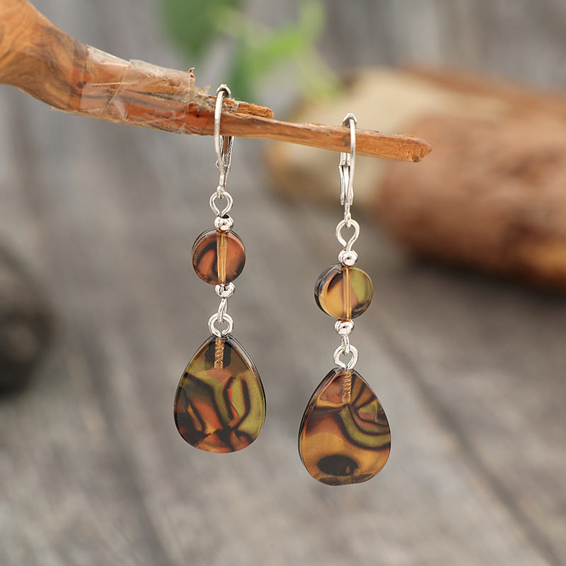 Wholesale  Retro Drop-Shaped Spliced Disc Acrylic Simple Earrings