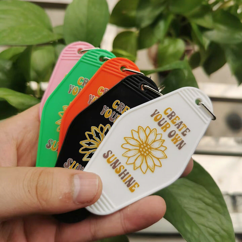 Wholesale Retro Plastic Printed 5 Colors Anniversary Keychain ACC-KC-MeiXin010