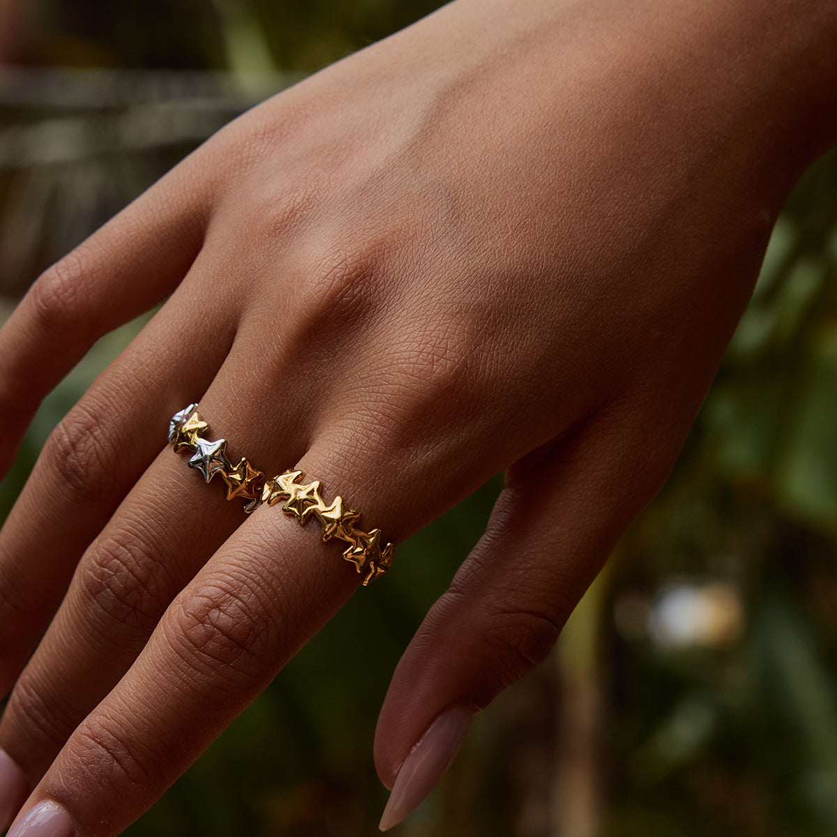 Wholesale  18K gold stainless steel stars adjustable opening ring