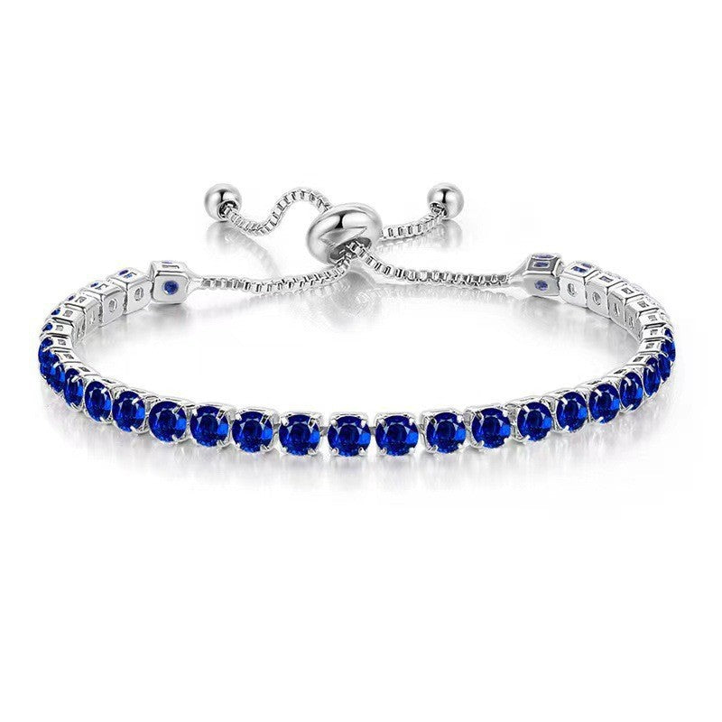 Wholesale 4mm round single row full diamond adjustable crystal tennis bracelet