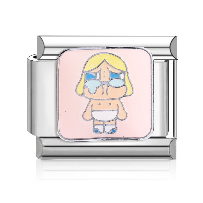 Wholesale  9mm Italian Charm Starter Bracelets DIY square Single Section Creative Stainless Steel Composable Bracelet