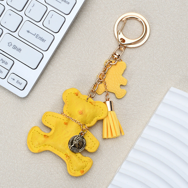 Wholesale Chic White Leather Bear Keychain - Decorative Bag Charm &  Car Key Accessory