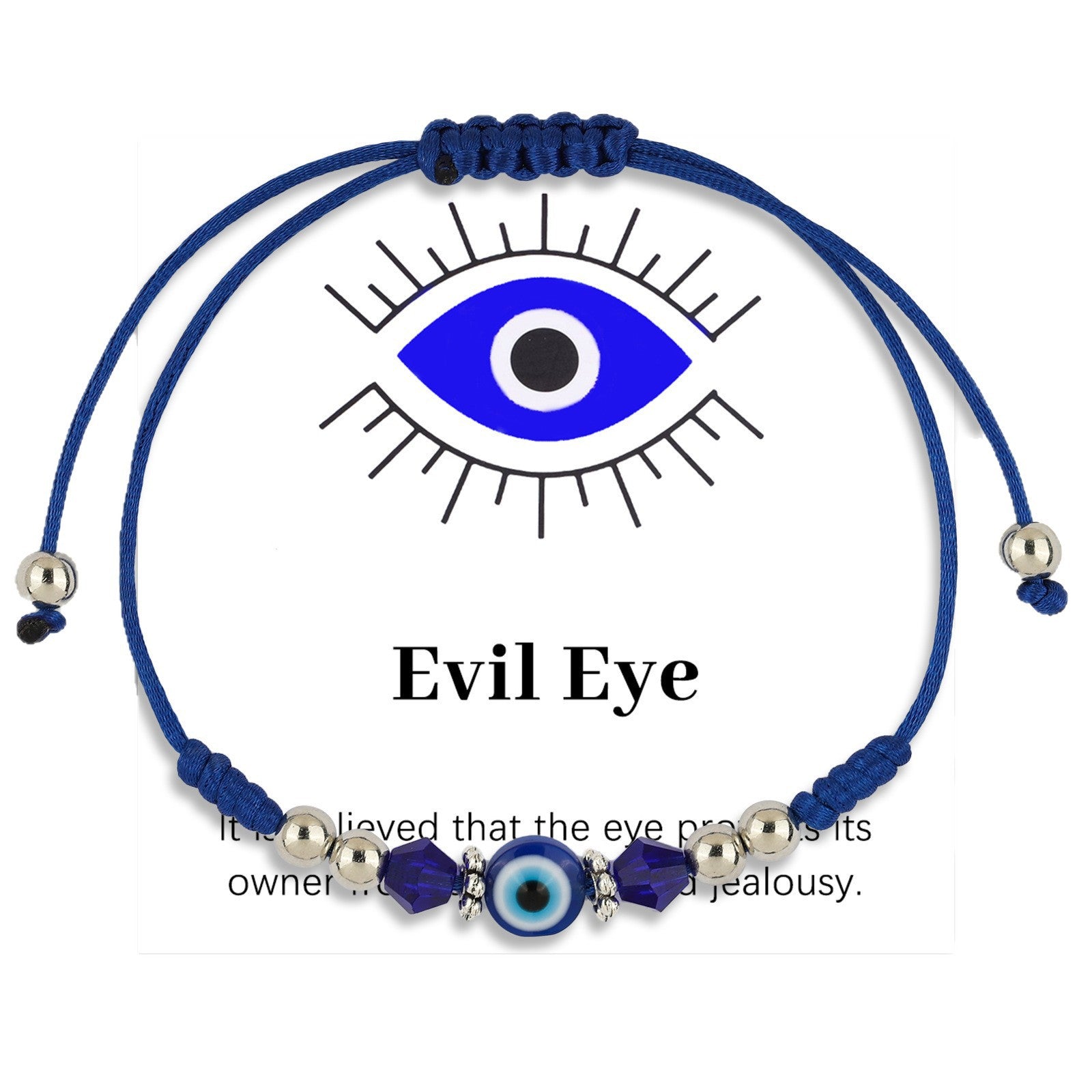Wholesale Handmade Evil Eye Adjustable Braided Couple Bracelet Dark Blue Geometric Bead Jewelry Accessory Everyday Gift