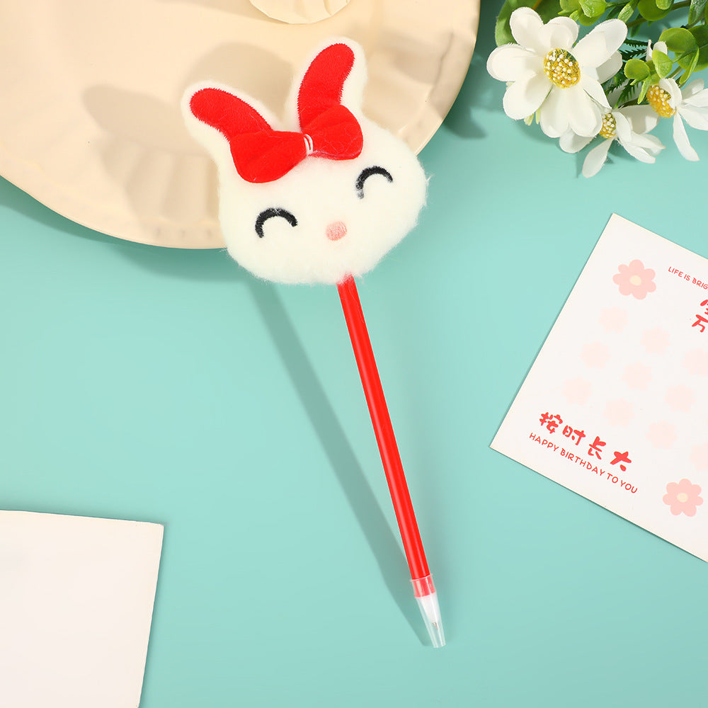 Wholesale creative cartoon plush rabbit head ballpoint pen