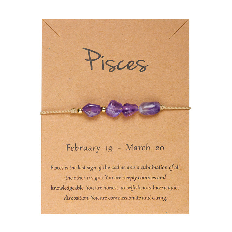 Wholesale Zodiac Natural Stone Handmade Adjustable Braided Bracelet Contion Theme Unisex Trendy Jewelry Gift