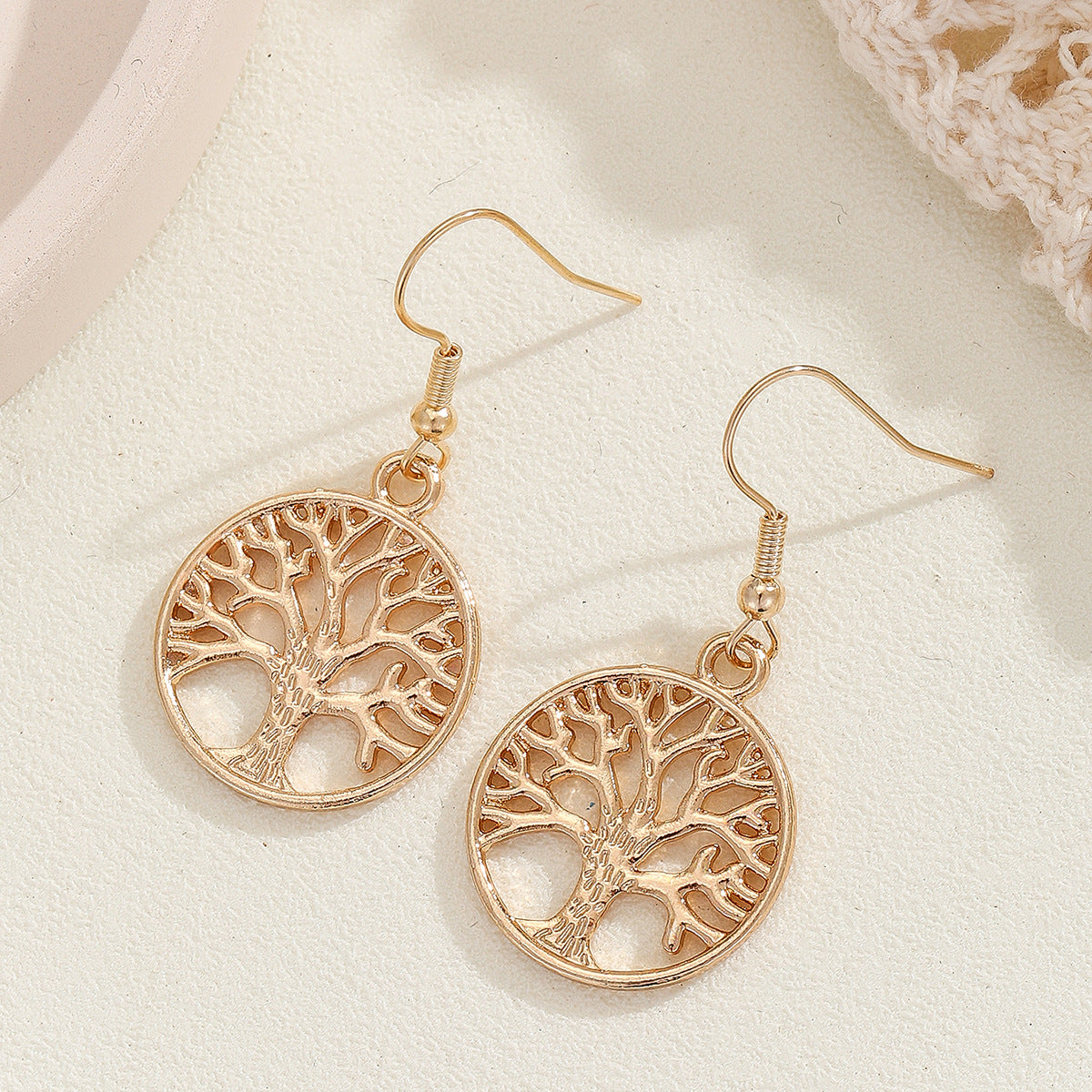 Wholesale Zinc Alloy Silver Tone Vintage Tree Of Life Pendant Earrings For Everyday Style