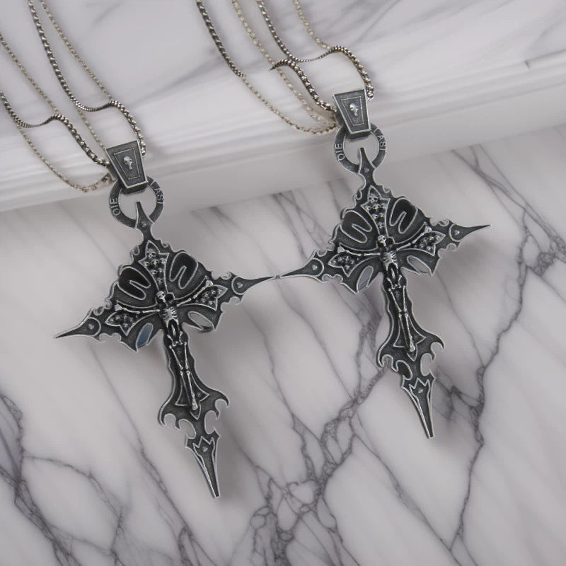 Wholesale Gothic Skull Cross Stainless Steel Necklace Punk Men S Everyday Jewelry Accessory
