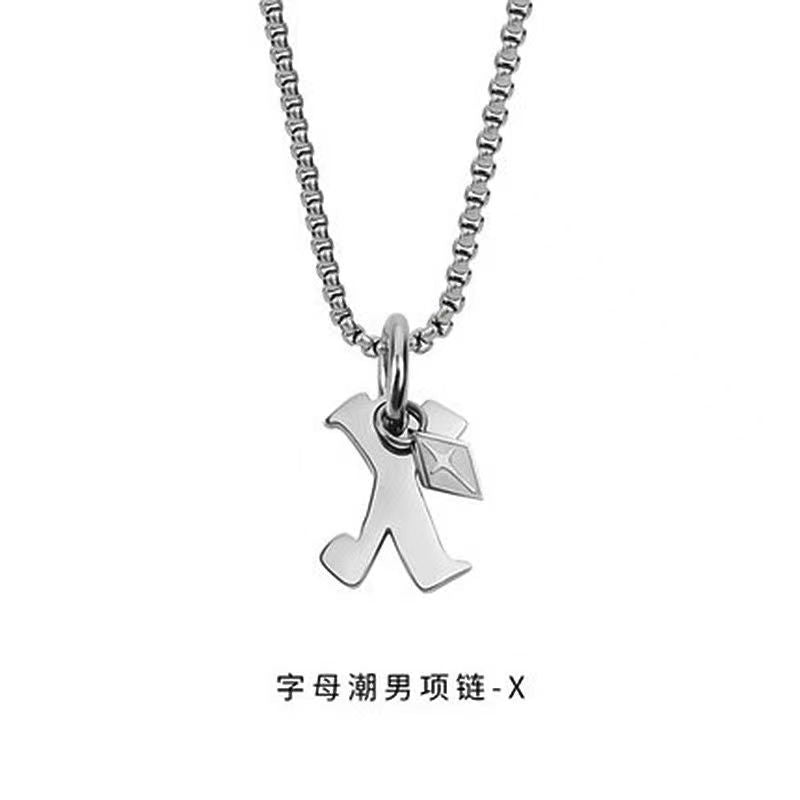 Wholesale Men's 26 Alphabet Titanium Steel Necklace