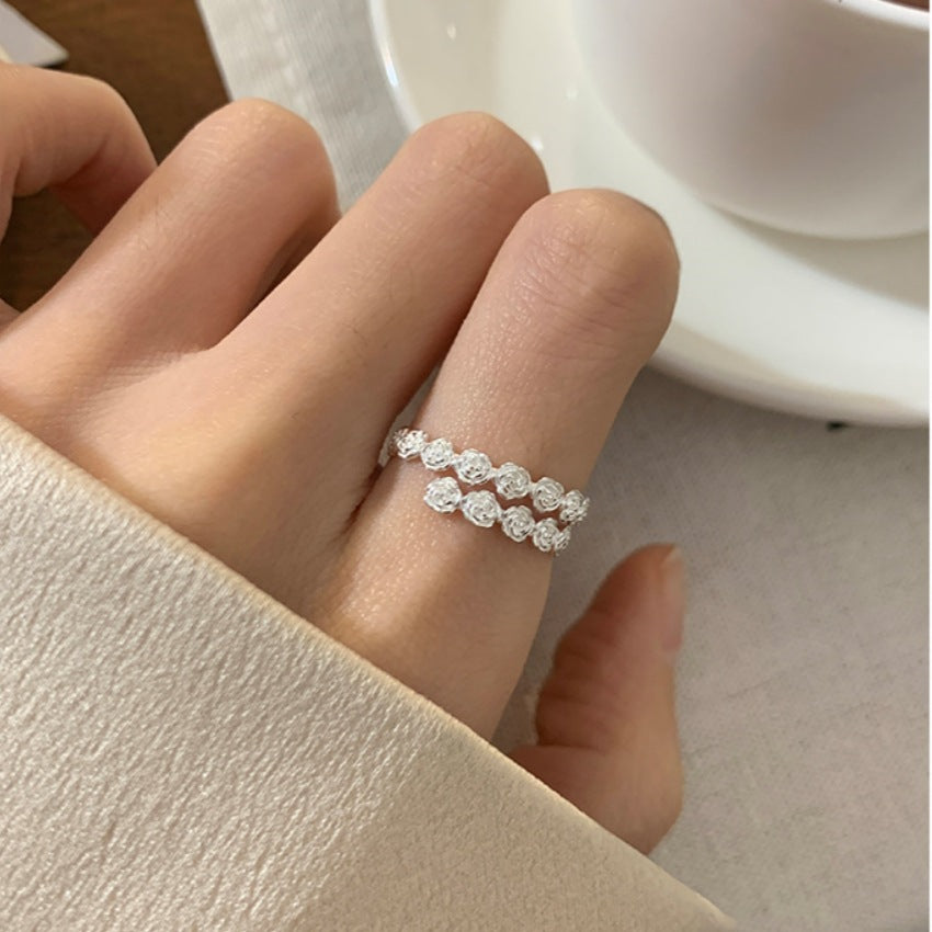 Wholesale Plain Ring Brushed Aquamarine Ring Open No Fading Ring ACC-RS-Yues003