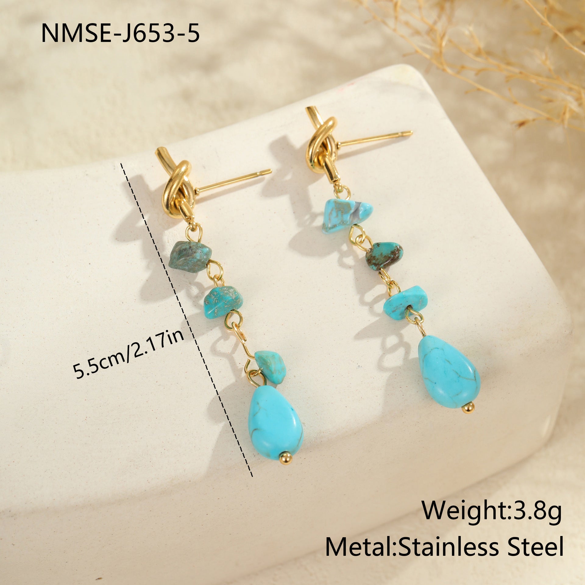 Wholesale Bohemian Luxury Turquoise Natural Stone Necklace and Ring