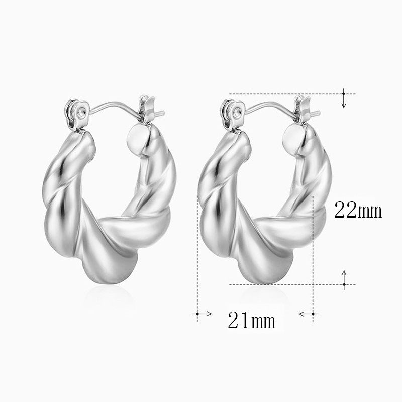 Wholesale  Stainless steel gold-plated twisted earrings ear buckle