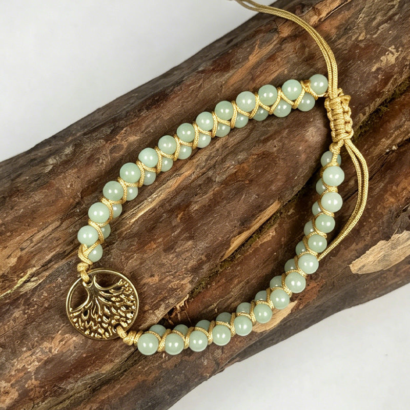 Wholesale Natural Stone Double Layer Woven Bracelet Tree Of Life Blue Turquoise Adjustable Drawstring Stylish Fashion Accessory