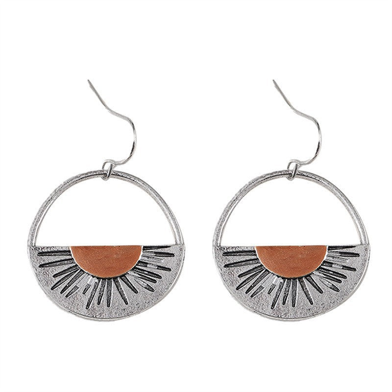 Wholesale  creative orange semicircle hollow sunset earrings