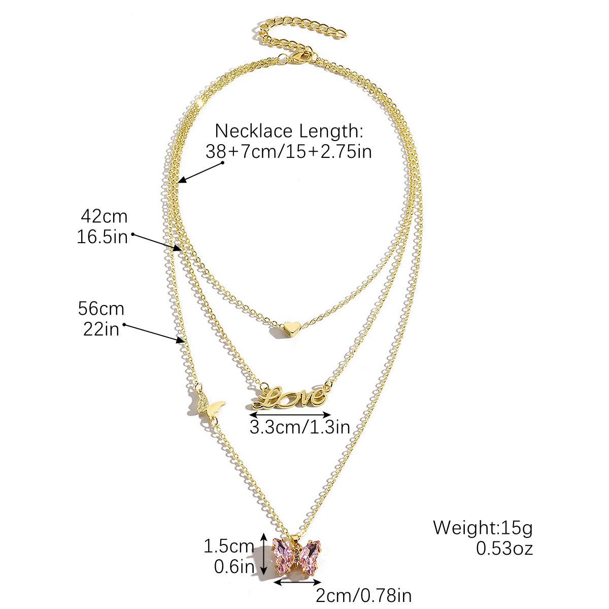 Wholesale Light Luxury Blue Crystal Butterfly Pendant  Necklace