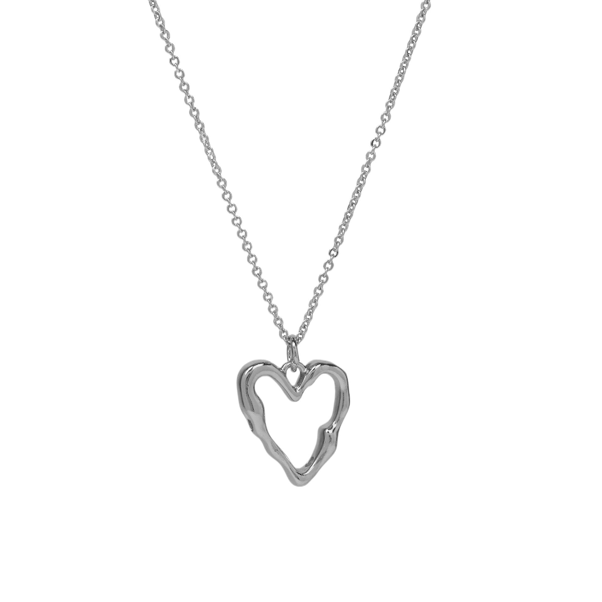 Wholesale  Brass Gloomy Hollow Heart-shaped Love Lady Pendant Clavicle Chain Necklace