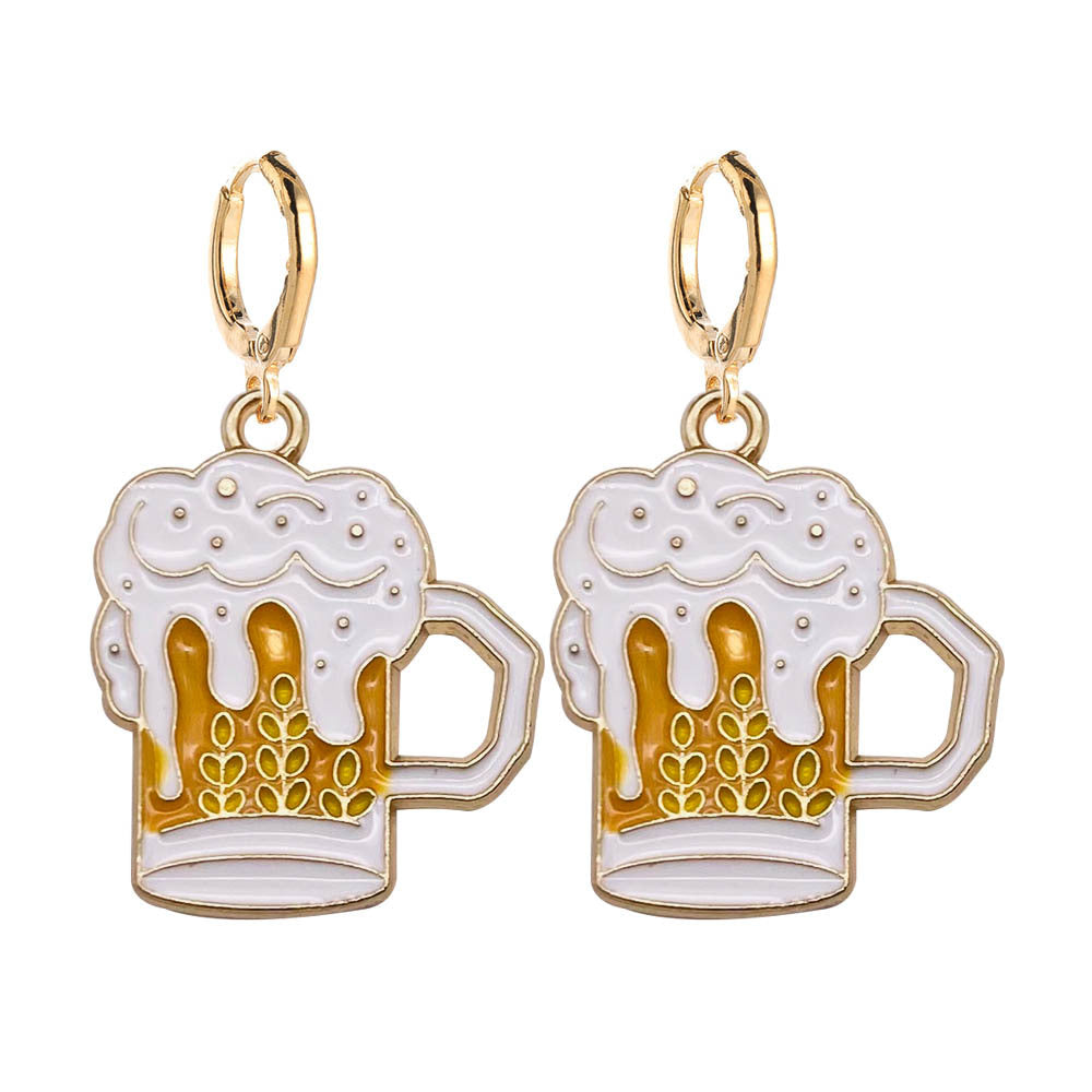 Wholesale Mardi Gras Beer Bottle Wine Glass Alloy Earrings ACC-ES-ChenY097