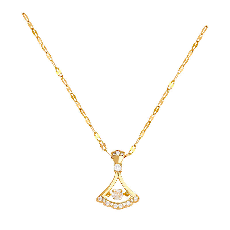 Wholesale Titanium Steel  Fan-shaped Smart Necklace  Heart Elegant Pendant  Clavicle Chain