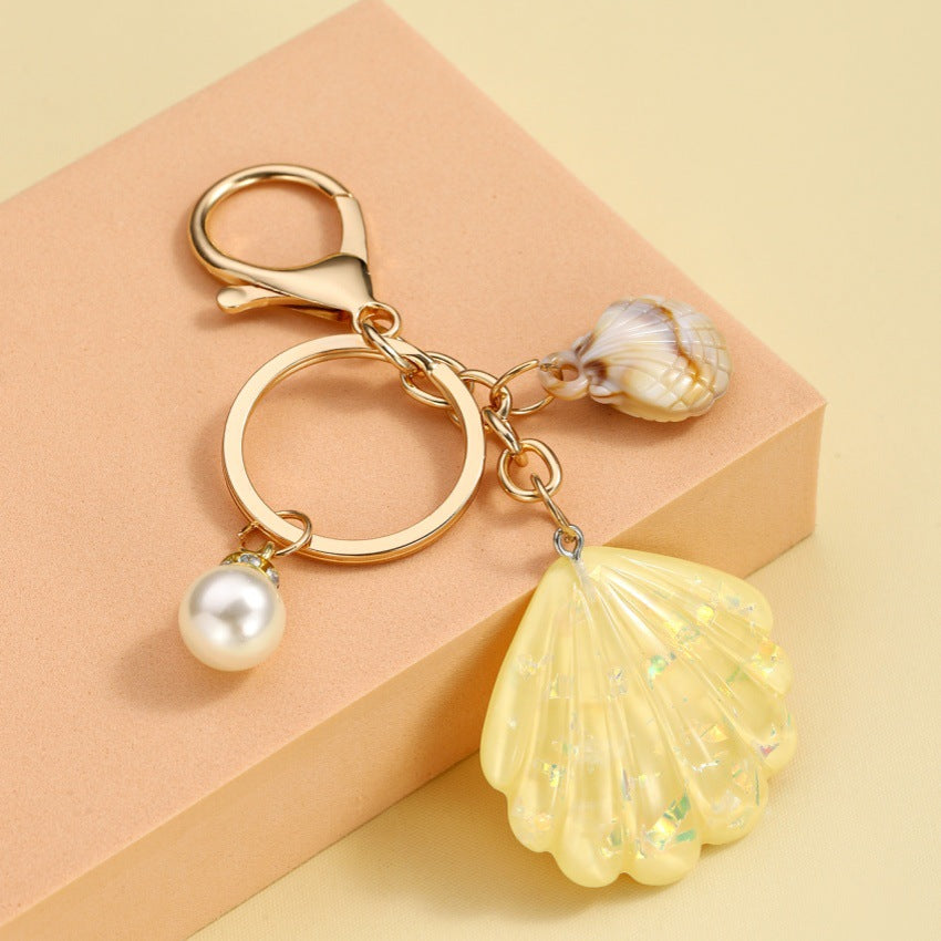 Wholesale Pearl Shell Keychain Diamond Pearl Ocean Series Keychain