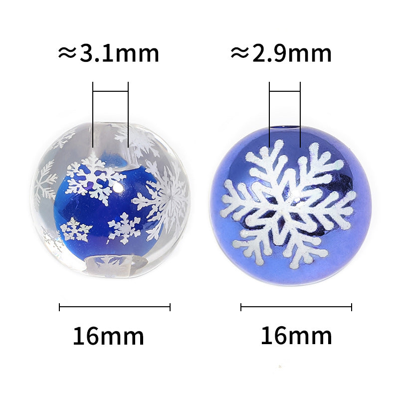 Wholesale 100pcs/pack Christmas color printed snowflake Acrylic Beads DIY Bead Accessories
