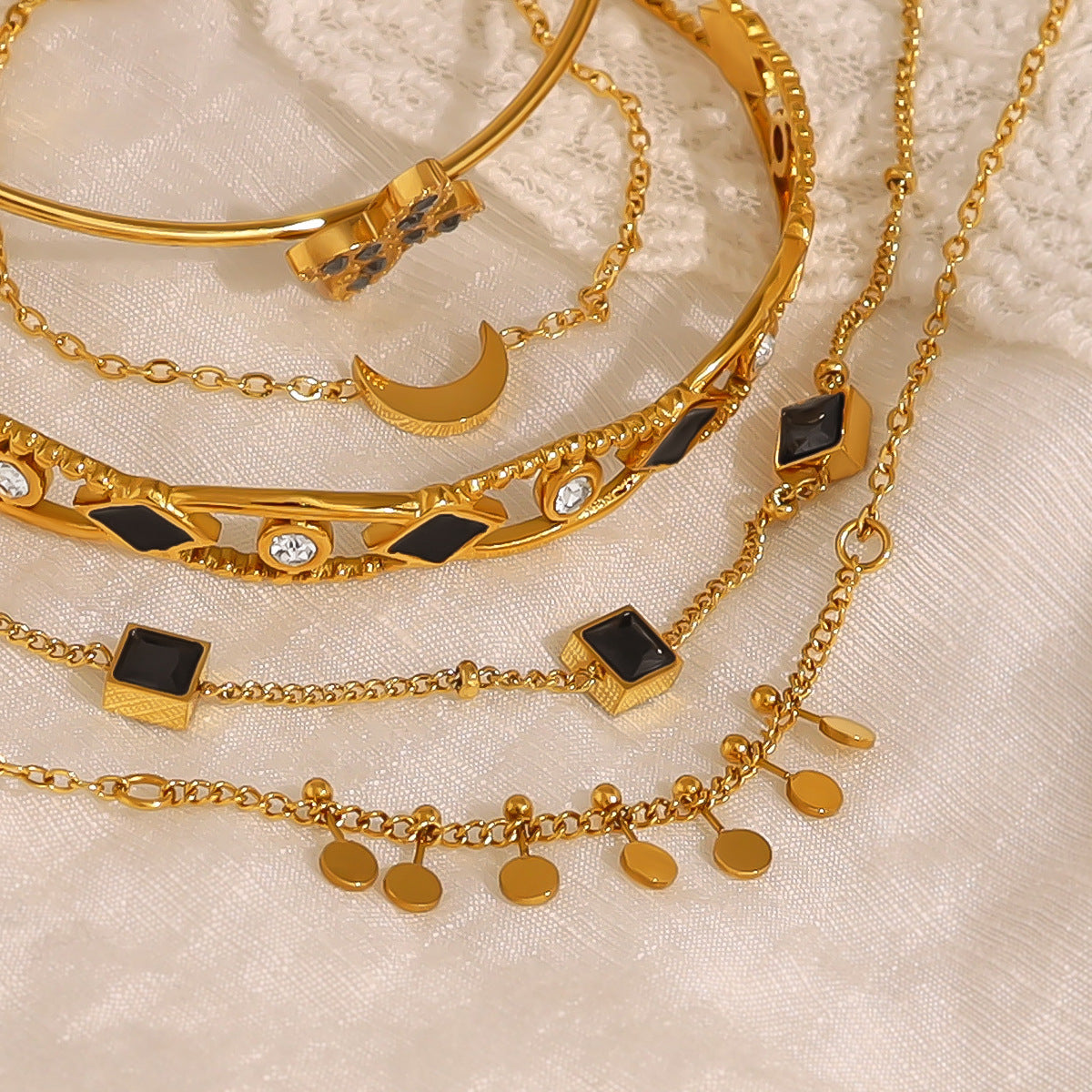 Wholesale Titanium Steel Stacked Bracelet suit