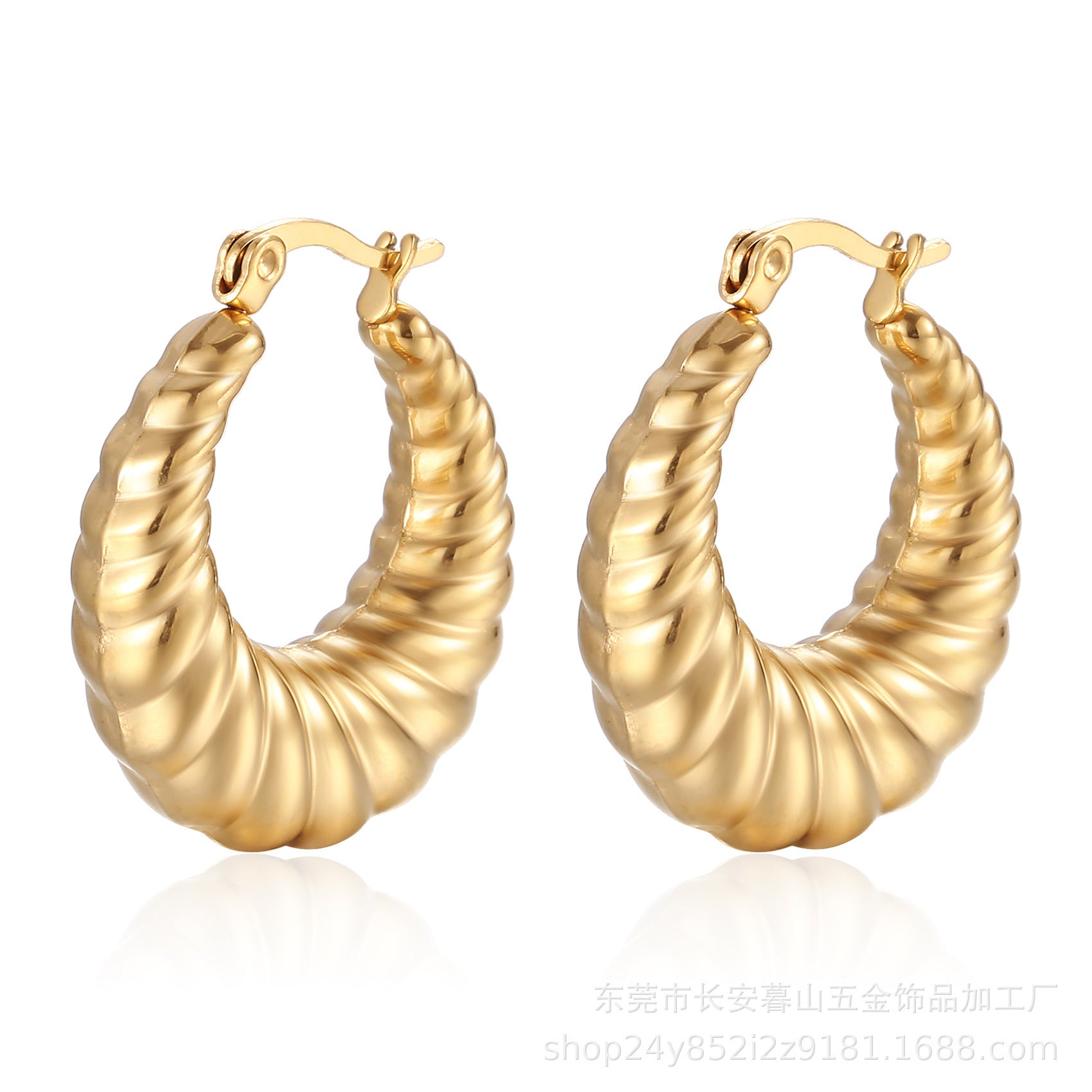Wholesale 18K Gold Titanium Steel Horn Polished Irregular Earrings ACC-ES-HanLi001