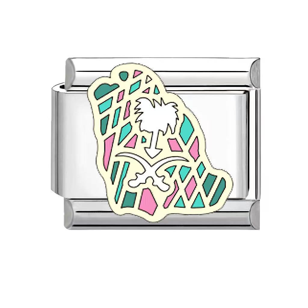 Wholesale Italian Charm Bracelet 9mm DIY Eastern style evil eye  Creative Stainless Steel Composable Bracelet