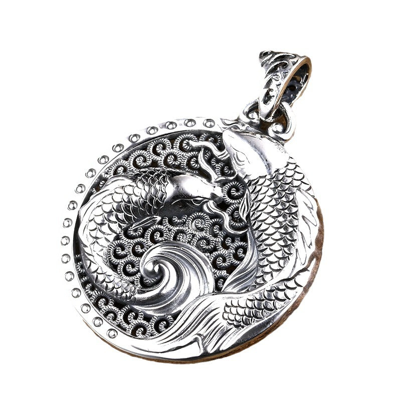 Wholesale double koi lucky pendant ethnic style  necklace