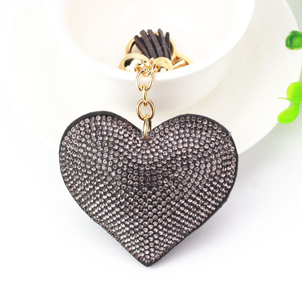 Wholesale 12pcs Heart Shape Hot Diamond Leather Keychain ACC-KC-DC001