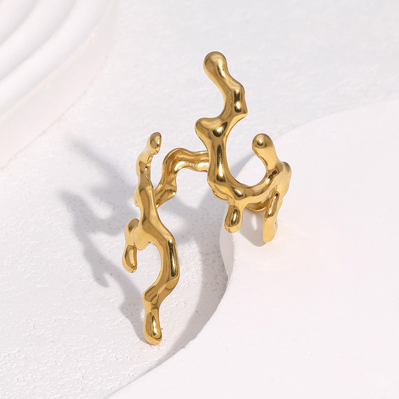 Wholesale Fashion Stainless Steel Open Ring Gold Flower Design Gift Jewelry Accessory for Women Resale