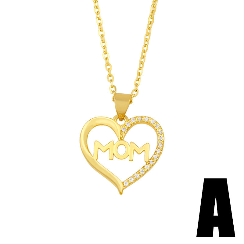 Wholesale Mother's Day Letter Mama Pendant Copper Necklace ACC-NE-AS005