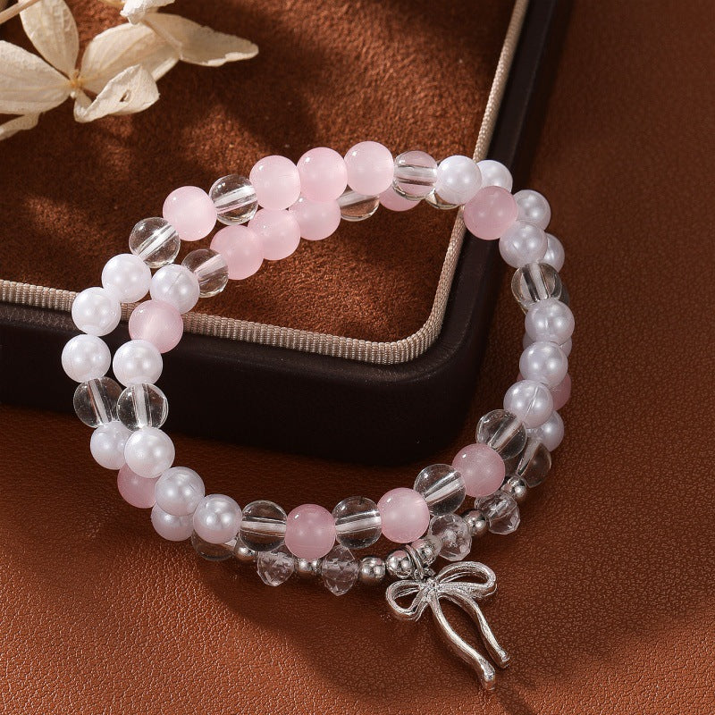 Wholesale Crystal Electroplated Double Layer Bracelet - Trendy Everyday Jewelry Accessory for Women Gift
