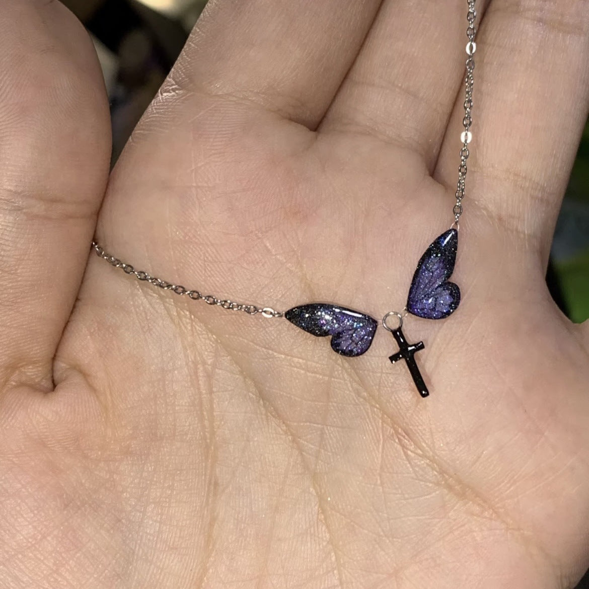 Wholesale  Butterfly Oil Drop Clavicle Chain Necklace