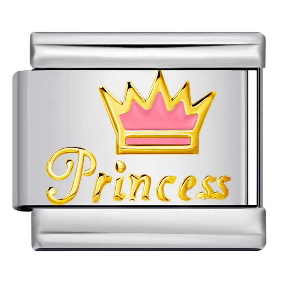 Wholesale Italian Charm Bracelet 9mm DIY Colorful Enamel Crown Series  Creative Stainless Steel Composable Bracelet