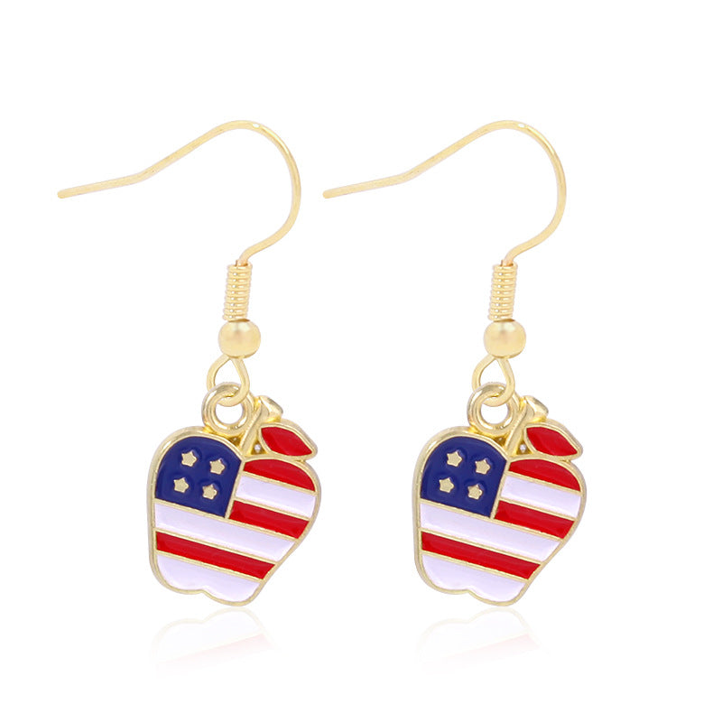 Wholesale American Independence Day Alloy Oil Drop Flag Pentagram Angel Earrings ACC-ES-BinLi003