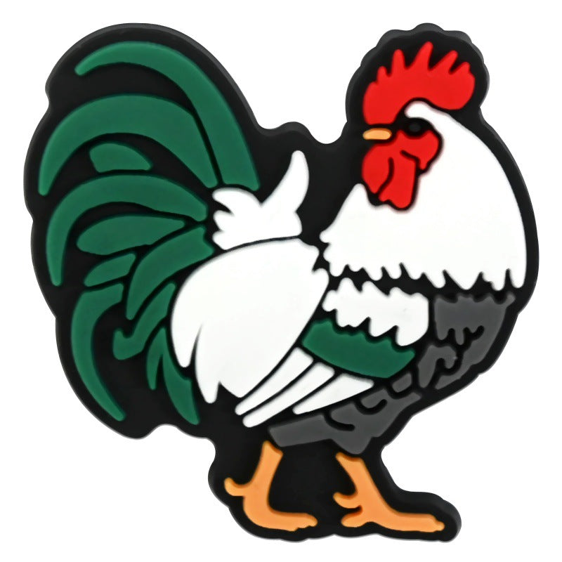 Wholesale Random 100pcs Rooster and Hen   PVC Soft Rubber Shoe Buckle Decoration
