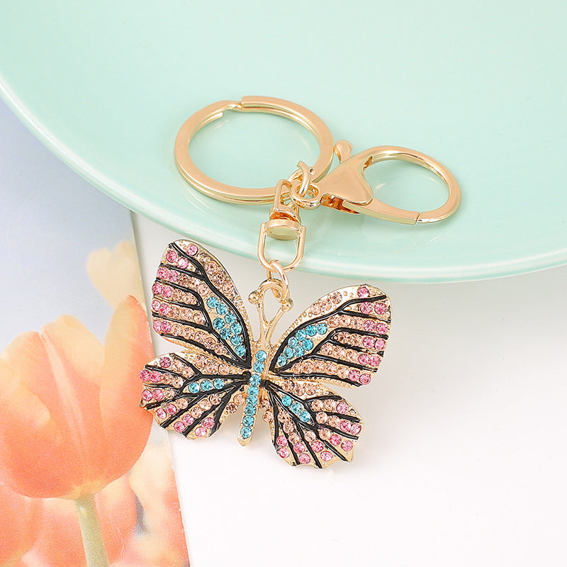 Wholesale Butterfly Rhinestone Alloy Keychain ACC-KC-YuanFei011