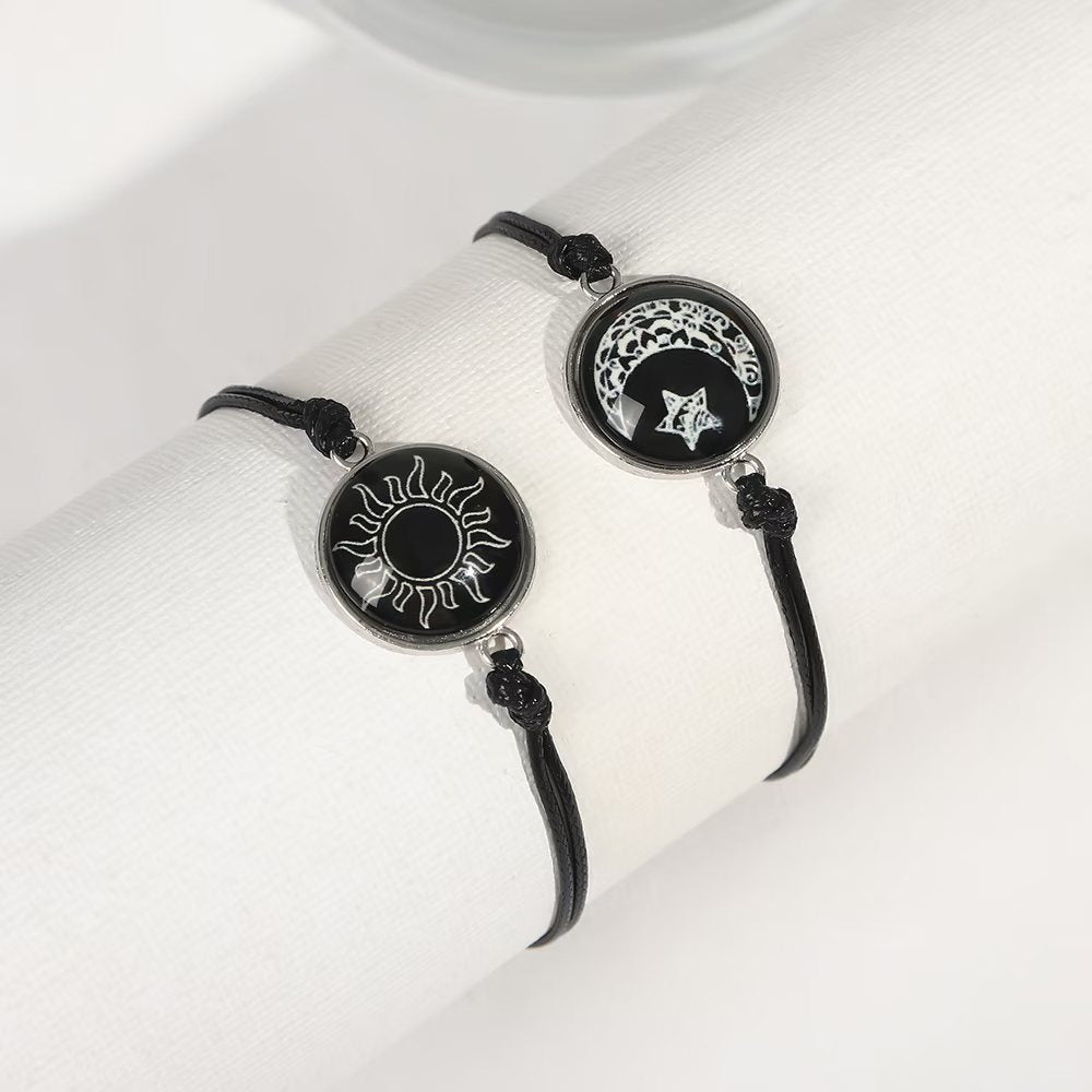 Wholesale Glow In The Dark Yin Yang Couple Bracelet Handwoven Rope With Zinc Alloy Pendant Unisex Valentine Gift Jewelry Accessory