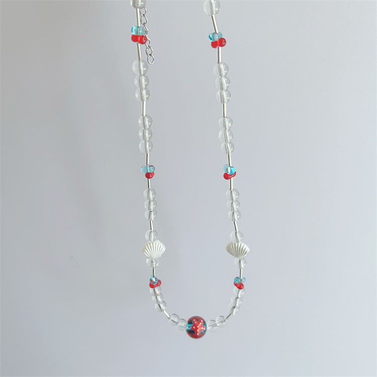 Wholesale Colorful Summer Dopamine Small Fish Pendant Blue Beaded Necklace