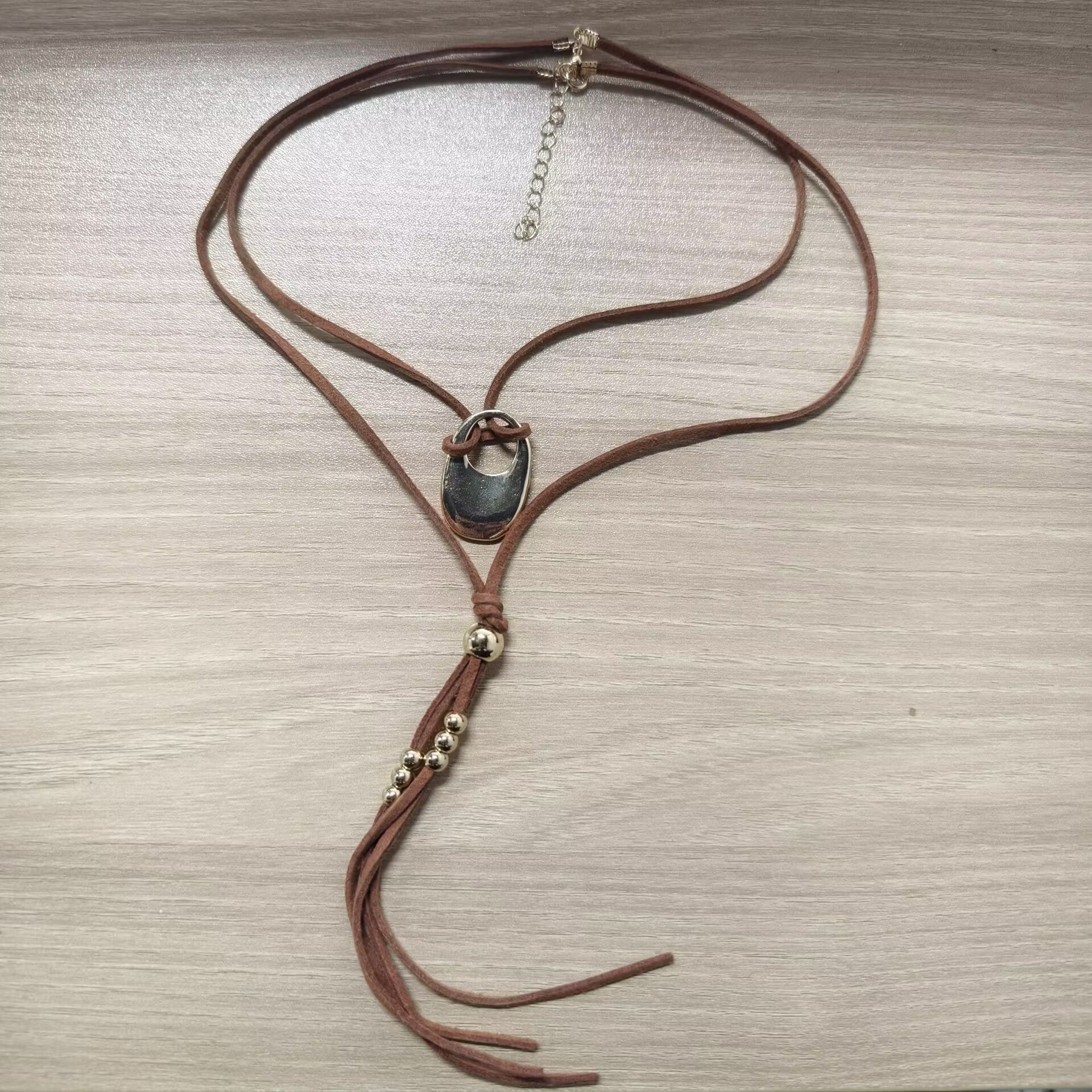 Wholesale Stylish Double Layer Ethnic Necklace Wax Rope Chain With Gold Tone Alloy Pendant Chic Layering Jewelry For Everyday Casual Wear Boutique Resale
