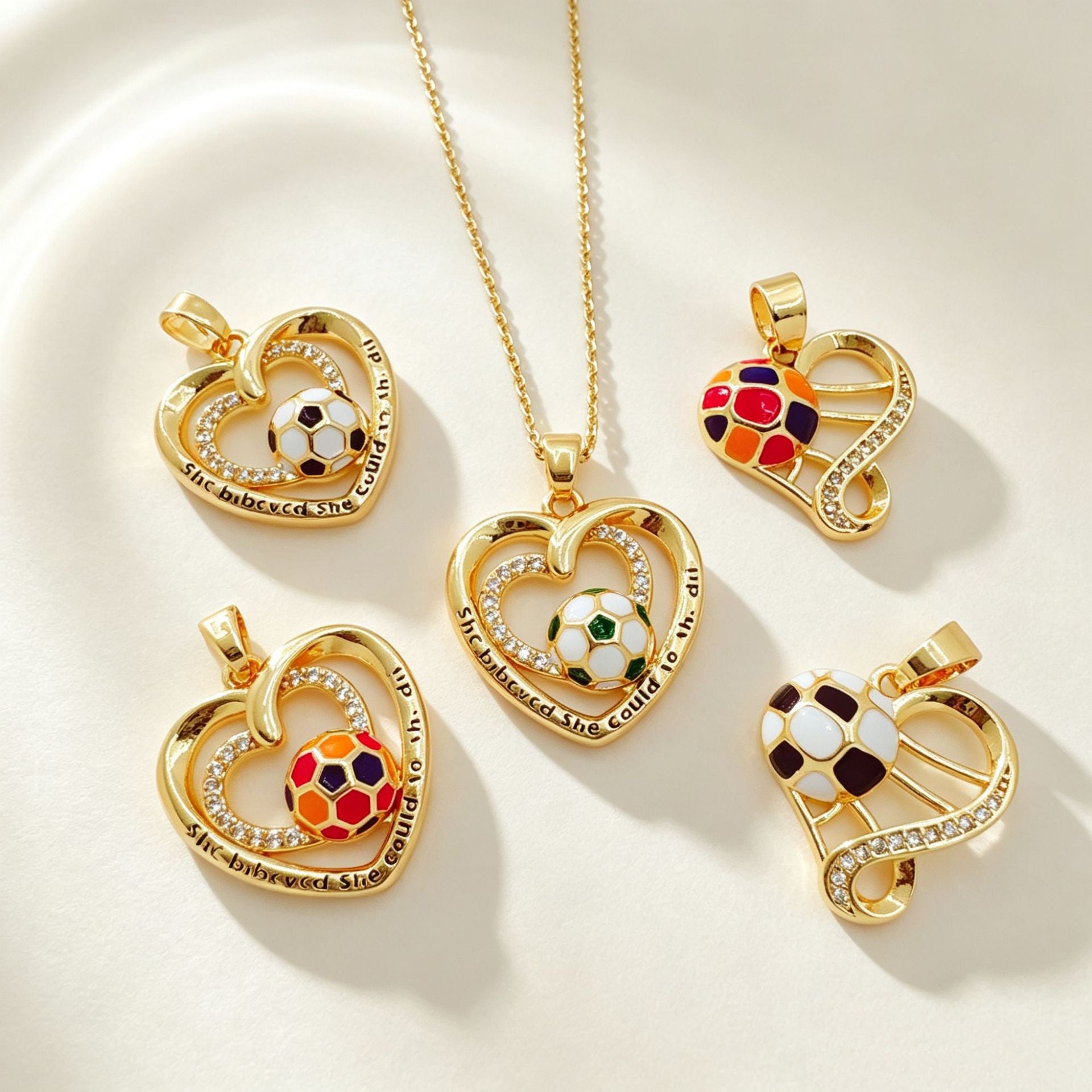 Wholesale World Cup Soccer Heart shaped Hollow Pendant