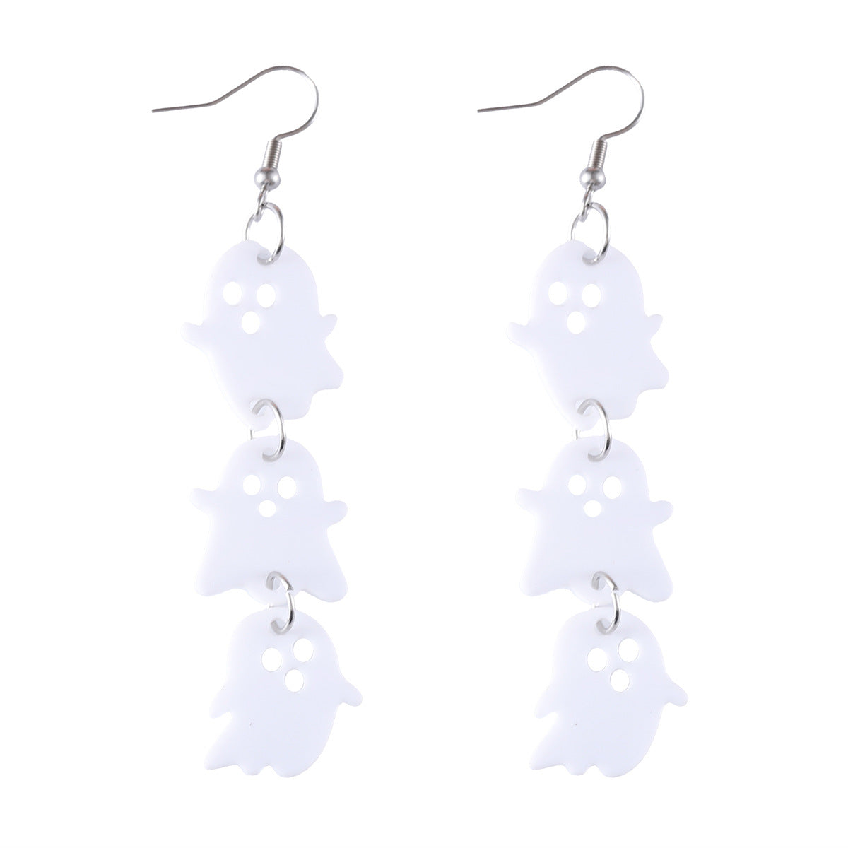 Wholesale Halloween White Ghost Black Bat Triple Pendant Earrings