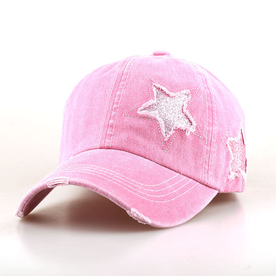 Wholesale Star Sequined Worn Baseball Cap