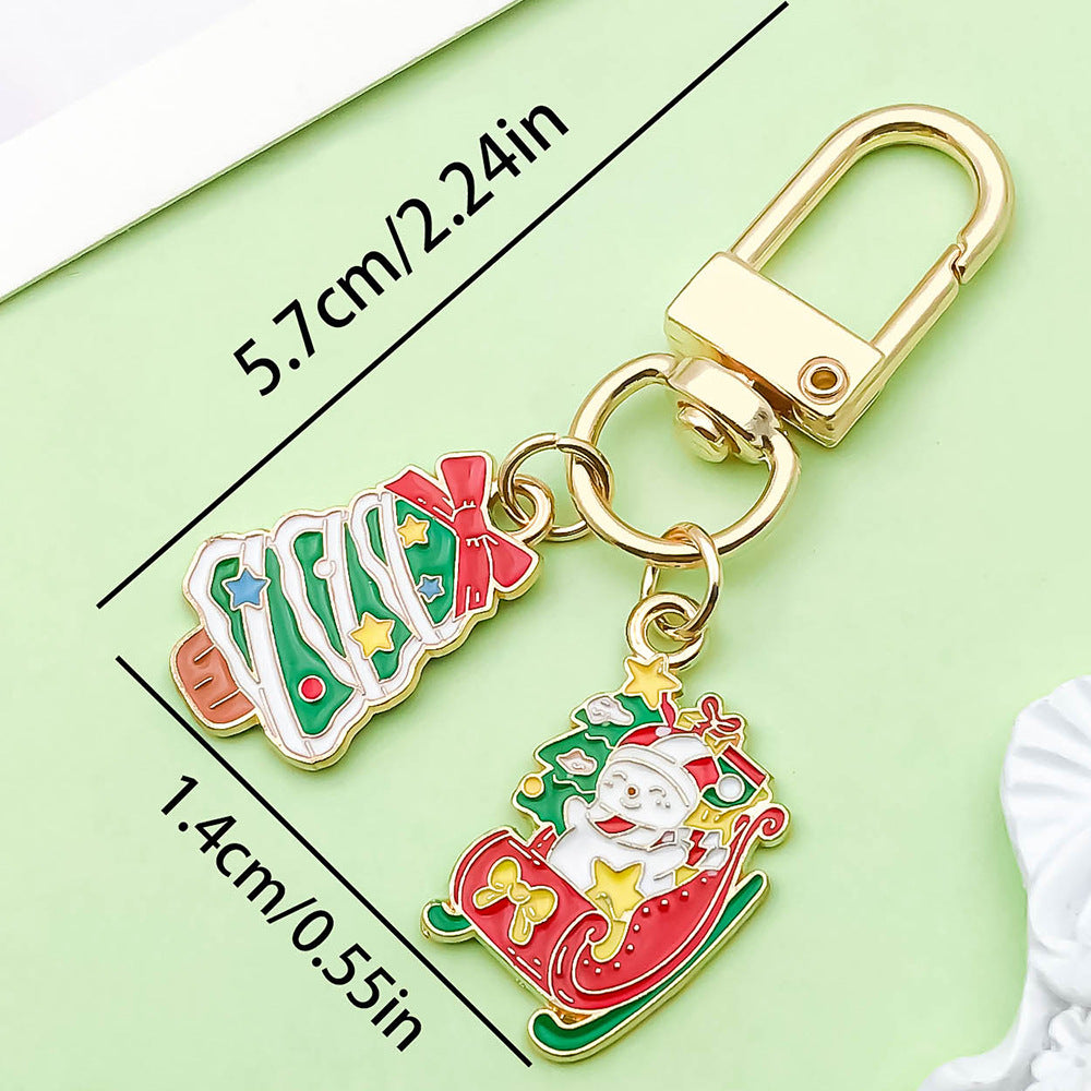 Wholesale Christmas oil drop alloy  snowman bell  keychain