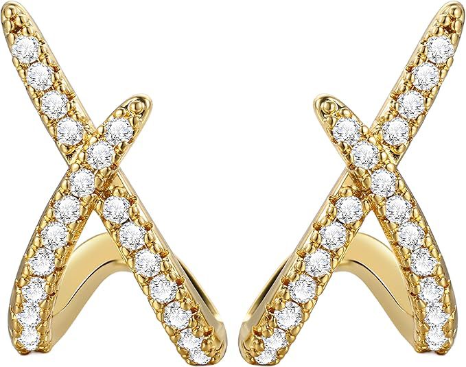 Wholesale Cross Zircon Earrings Gold Plated Sparkle Fashion Jewelry for Gift Boutique Resale