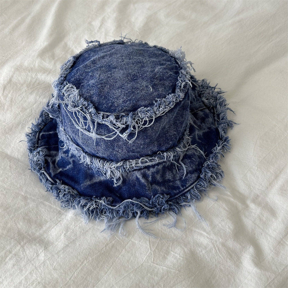 Wholesale washed old frayed double-sided basin hat bucket hat