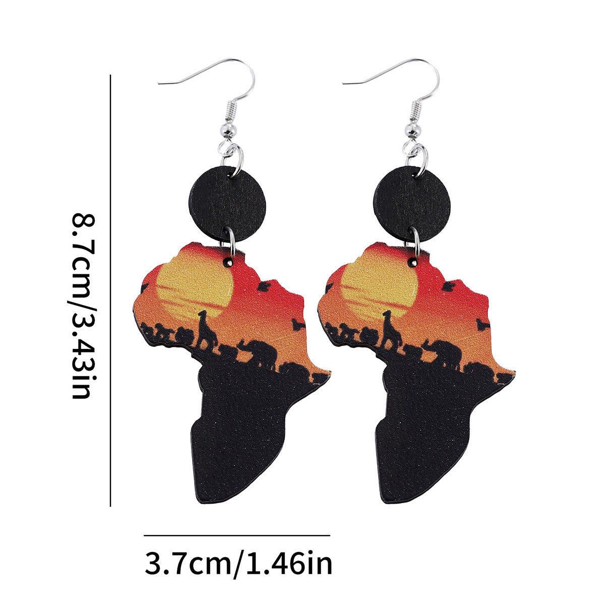 Wholesale Juneteenth African savannah map stitching pendant earrings