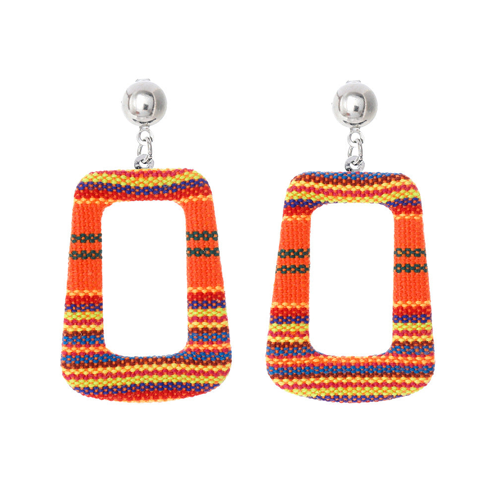 Wholesale Houndstooth Geometric Drop Earrings - Retro Fashion Accessory for Party Wear